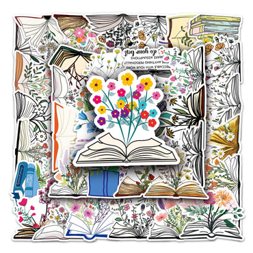 50Pcs Cute Flower Cartoon Waterproof Vinyl Stickers for Skateboard Snowboard (ONLINE ORDER ONLY)