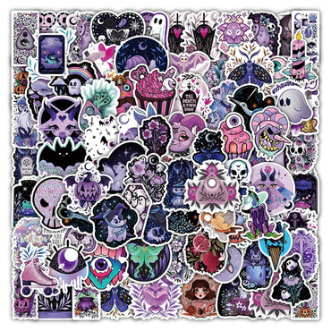 10/30/50/100PCS Cute Gothic Halloween Witch Graffiti Stickers Waterproof Skateboard Laptop Motorcycle Luggage Car Sticker Decal (Online Order Only)