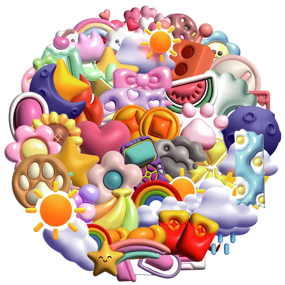 Cartoon 3D Graffiti Stickers for Phone, Fridge, Laptop, Car - 10/30/50pcs (ONLINE ORDER ONLY)