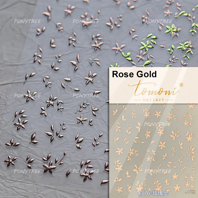 Embroidered Butterfly Flower Colourful Gradient Morning Glory Leaves Self Adhesive Nail Art Stickers Rhinestone Manicure Decals (ONLINE ORDER ONLY)