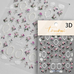 Retro Rose Flowers Bowknot Petal Romantic 5D Soft Embossed Relief Self Adhesive Nail Art Decoration Stickers 3D Manicure Decals (ONLINE ORDER ONLY)