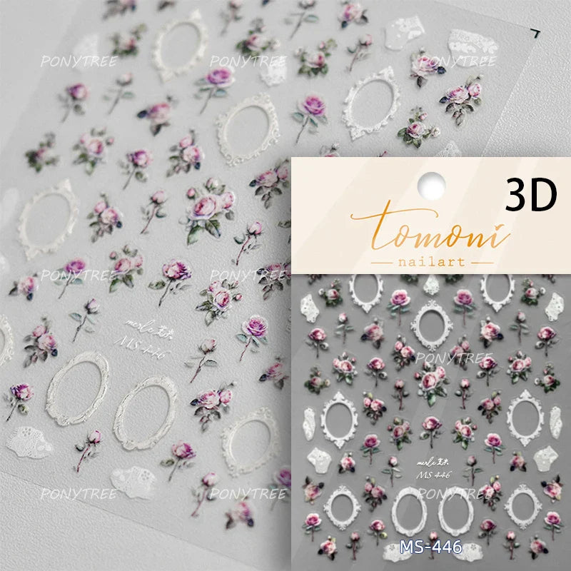 Gold Silver Line Irregular Shape Shiny Rhinestone 5D Bronzing Soft Relief Self Adhesive Nail Art Stickers Nail Decoration Decals (ONLINE ORDER ONLY)