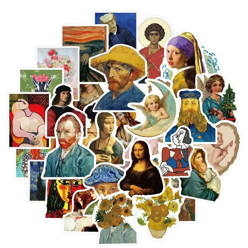 Vincent Van Gogh Art Stickers for Laptop, Phone, Suitcase, Water Bottle, Scooter, Refrigerator (Online Order Only)