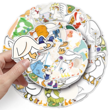 10/30/50PCS Big White Goose Stickers Swan Cartoon Sticker Funny Animal Graffiti Laptop Phone Guitar Car Bike Decals Kids Toys (ONLINE ORDER ONLY)