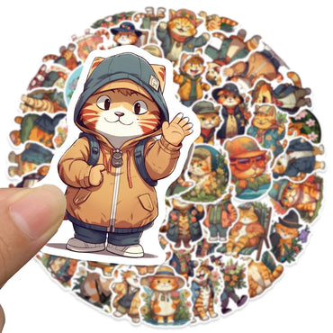 10/30/50PCS Cute Orange Cat Stickers Funny Cartoon Animals Decal Toys DIY Decoration Notebook Guitar Fridge Kids Sticker Gift (Online Order Only)