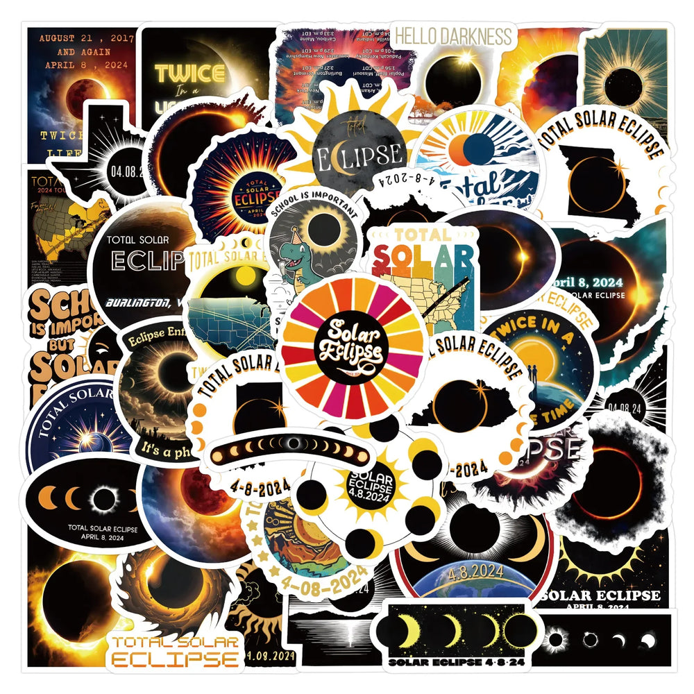 Annular Solar Eclipse Stickers 10/30/55PCS for Phone Laptop Luggage Skateboard Decals (ONLINE ORDER ONLY)