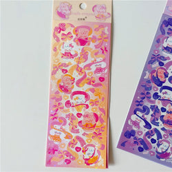 6/8pcs Kawaii Ribbon Rabbit Decorative Sticker Set Girls Scrapbooking Idol Card DIY Diary Album Collage Material Korean Stickers (ONLINE ORDER ONLY)