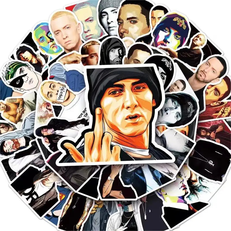 Cool White Detroit Rapper Eminem Hip Hop Sticker Packs (ONLINE ORDER ONLY)