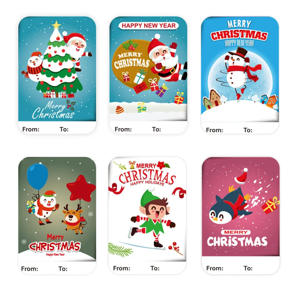 50-250Pcs Christmas Labels Sealing Sticker Aesthetic Kraft Paper Thank You Stationery Supply Decorative Scrapbook (ONLINE ORDER ONLY)