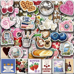 50PCS Aesthetic Pinterest Sticker Cartoon Aesthetic Cute Decals Laptop Notebook Phone Decoration Fashion Sticker (ONLINE ORDER ONLY)
