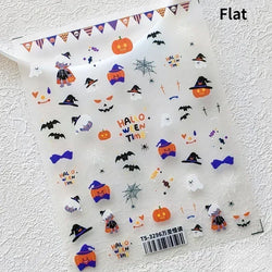 Cat Eye Halloween Terror Spider Cross Rose Love Heart Flower Snake Web Candy Bunny Thrilling Nail Art Stickers Manicure Decals (Online Order Only)
