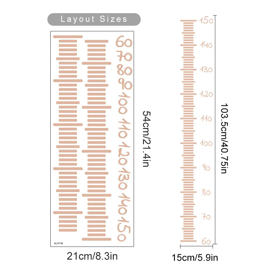 Boho Animal Height Chart Wall Stickers for Kids Nursery (Online Order Only)
