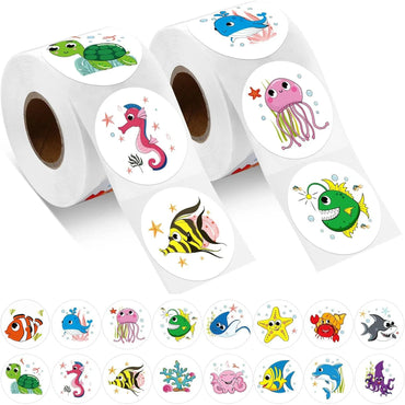 100-500pcs Ocean Kids Birthday Stickers Under The Sea Animal Reward Sticker DIY Gift Decoration Label Stationery (ONLINE ORDER ONLY)