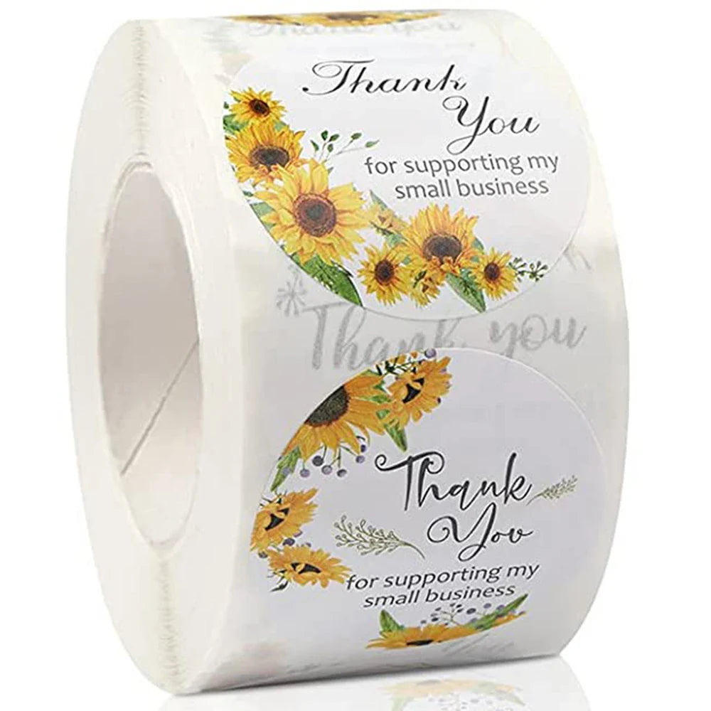 500pcs/roll 4 Designs Black Thank You Sticker 1.5 inch for Supporting My Small Business Sticker Sealing Labels for Packaging (ONLINE ORDER ONLY)