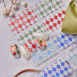 Geometric Grid Square Butterfly Snow Star Metal Self Adhesive Nail Art Sticker Snowflake Rhinestone Manicure Decal Nail Supplies (ONLINE ORDER ONLY)