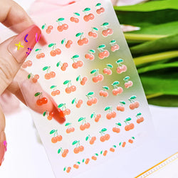 1Pc Sweet Cute Fresh Red Cherry Pattern Nail Stickers Self Adhesive Fruit Design Decals Women & Girls Homemade Manicure Supplies (ONLINE ORDER ONLY)