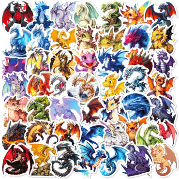 10/30/50PCS Cool Dragon Stickers Cartoon Decoration DIY Kids Toys Fridge Luggage Laptop Phone Guitar Car Bike Skateboard Sticker (Online Order Only)