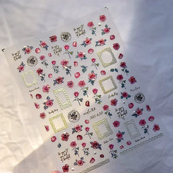 Red Plum Blossom Flower Chinese 3D Self Adhesive Nail Art Decoration Stickers Cheongsam Iris Lily Lotus Vase 5D Manicure Decals (ONLINE ORDER ONLY)