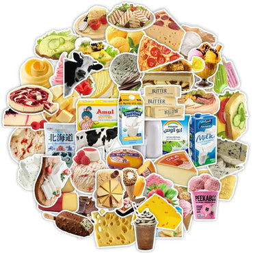 Cheese Ice Cream Stickers 10/30/50PCS for Phone Laptop Luggage Skateboard Kids Gift (Online Order Only)