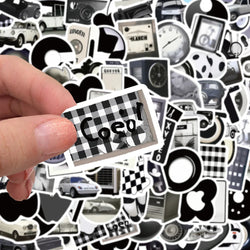 10/30/50/100pcs Ins Style Cute Stickers Black White Simple Decals Kids Toy DIY Laptop Notebook Phone Suitcase Decoration Sticker (ONLINE ORDER ONLY)
