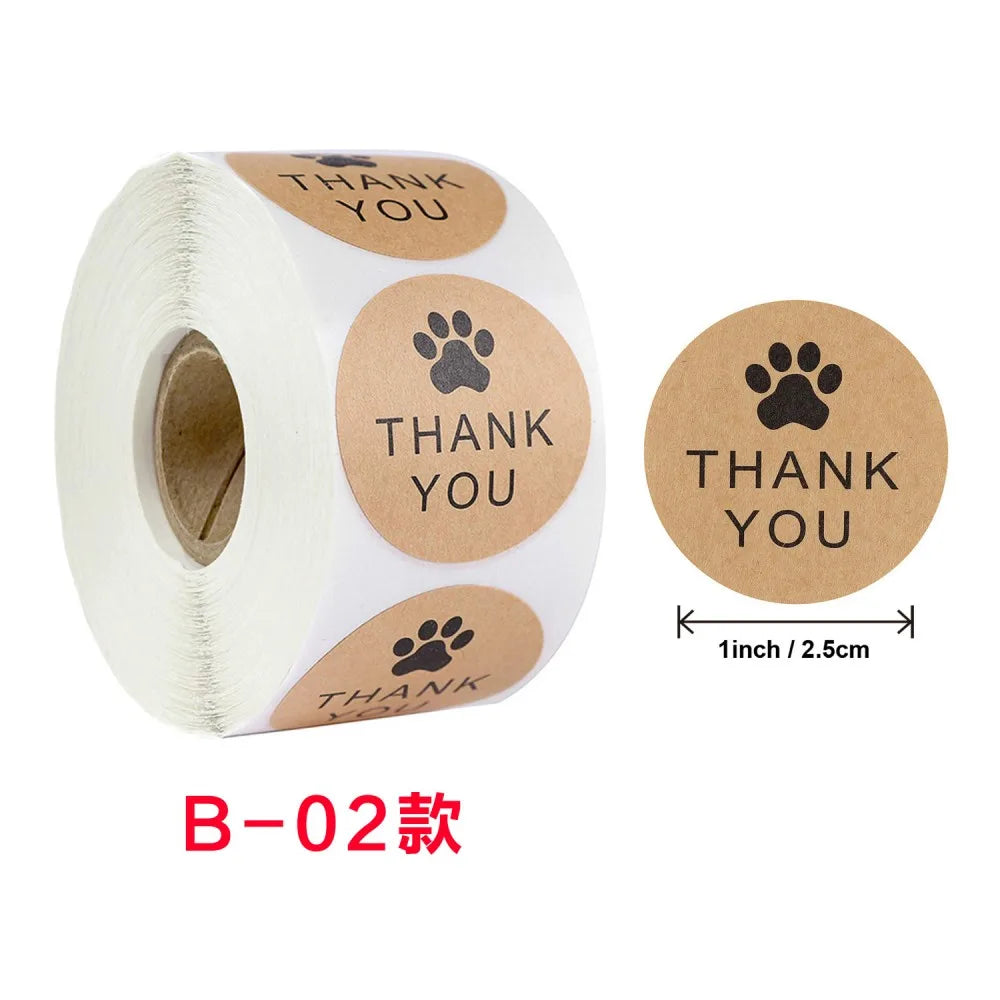 50-500pcs Round Natural Kraft Handmade Thank You Stickers Scrapbooking For Gift Baking Package Adhesive Sticker Seal Labels (ONLINE ORDER ONLY)