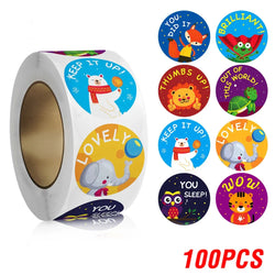 100-500pcs Cartoon Animal Children Sticker Reward Label Thank You Cute Toy Game Sticker DIY Gift Sealing Label Decoration Supple (ONLINE ORDER ONLY)