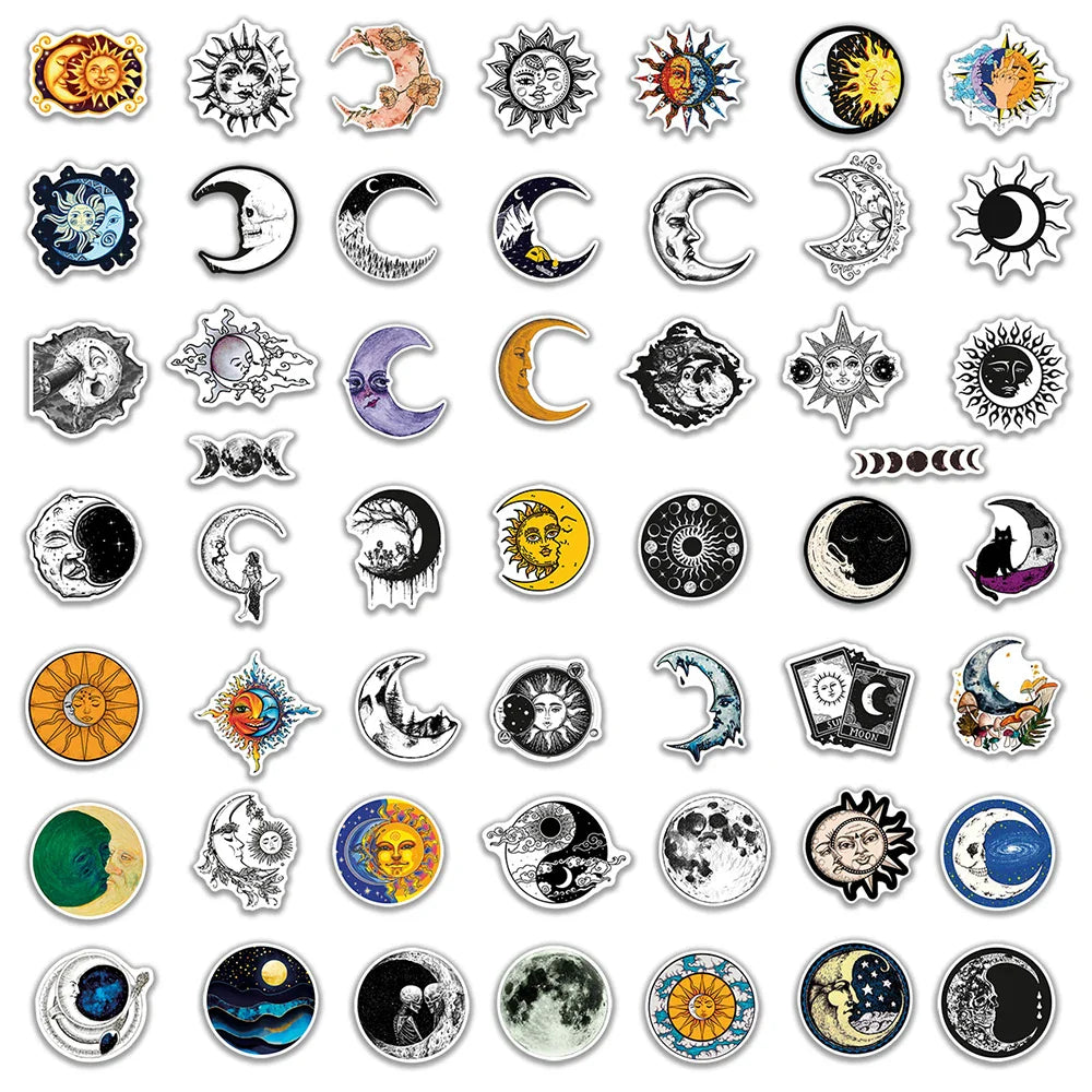 10/30/50PCS Cool Mysterious Moon Gothic Graffiti Stickers Art Aesthetic Decals Kid Toy Skateboard Motorcycle Laptop Car Sticker (ONLINE ORDER ONLY)