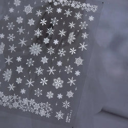 Winter Dreamy Hot Stamping Romantic White Pink Snowflakes Hexagon 3D Self Adhesive Nail Art Stickers Christmas Manicure Decals (ONLINE ORDER ONLY)