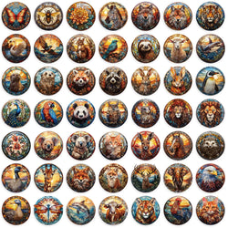 50PCS Stained Glass Gothic Animal Cartoon Sticker DIY Phone Laptop Luggage Skateboard Graffiti PET Decals Fun for Kid Toy (Online Order Only)