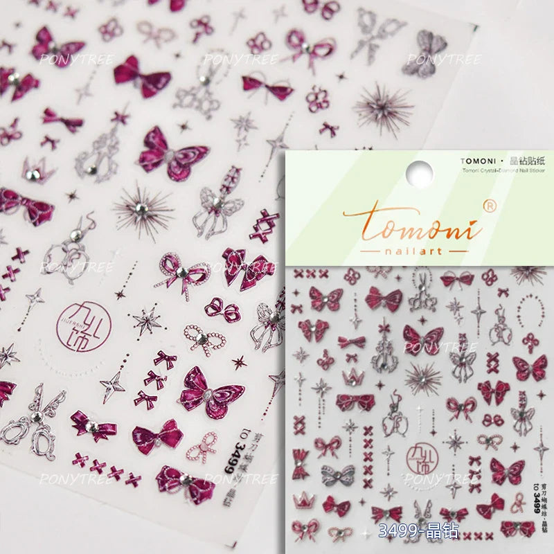 Steam Punk Butterfly Gear Green Star Gold Stamping Self Adhesive Nail Art Decoration Stickers Illusion Polarized Manicure Decals (ONLINE ORDER ONLY)