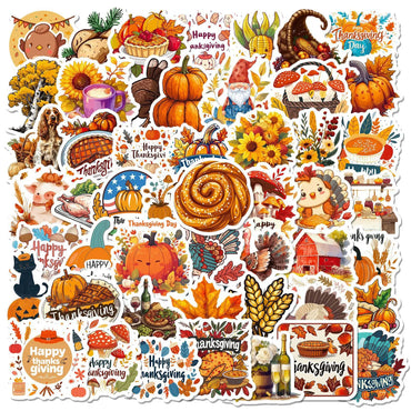 50Pcs Cartoon Thanksgiving Wheat Graffiti Stickers for Helmet Wall DIY Decoration (Online Order Only)