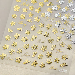 Cherry Blossom Dance Flower Gradient Petal Hot Stamping Laser Pink Adhesive Nail Art Stickers Special Process Manicure Decals (ONLINE ORDER ONLY)