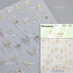 Charming Butterfly Candle Holder Candlestick Chic Rose Flower Romantic Self Adhesive Nail Art Stickers Rhinestone Manicure Decal (ONLINE ORDER ONLY)
