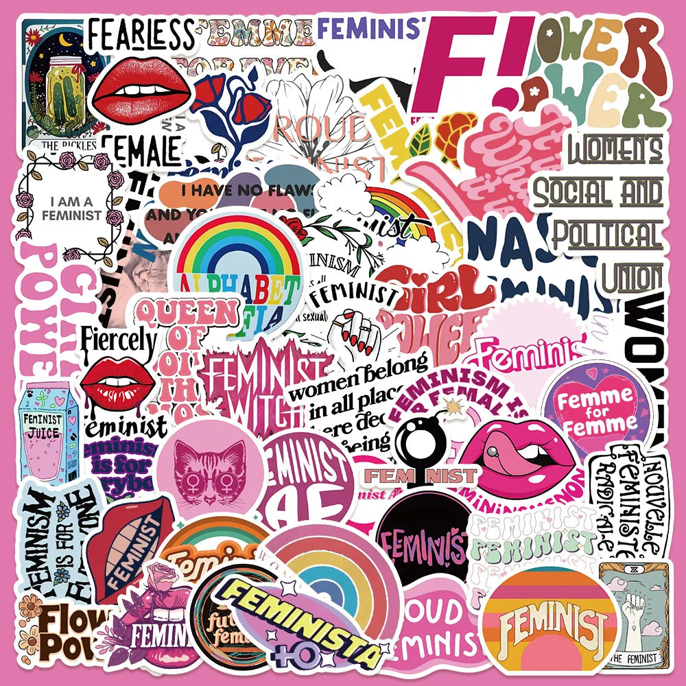 50pcs Female Quote Graffiti Stickers for Helmet, Wall, DIY Decoration (ONLINE ORDER ONLY)