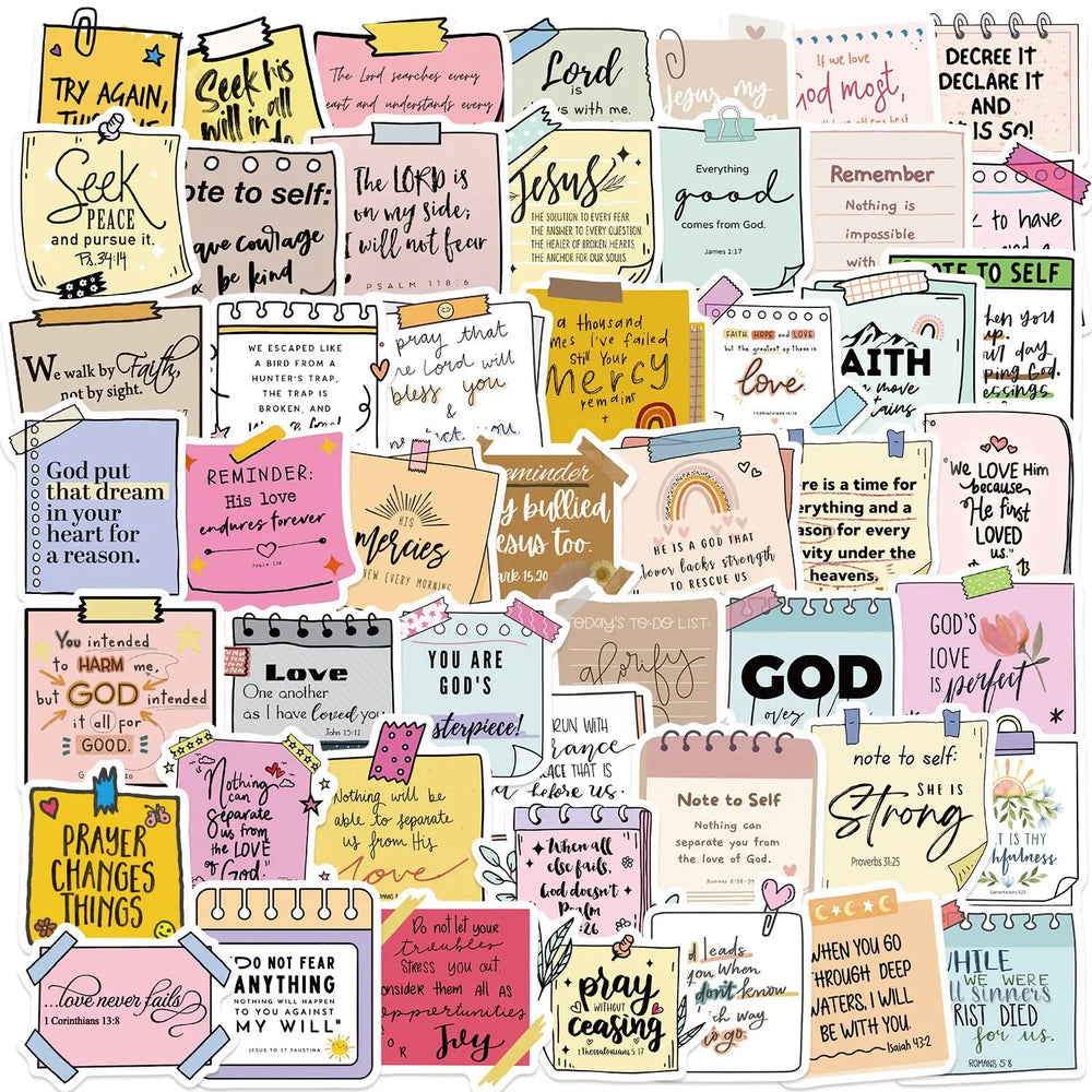 10/50Pcs Inspirational Jesus Phrase Christians Religion Bible Label Stickers For Laptop Luggage Skateboard Notebook Car Sticker (Online Order Only)