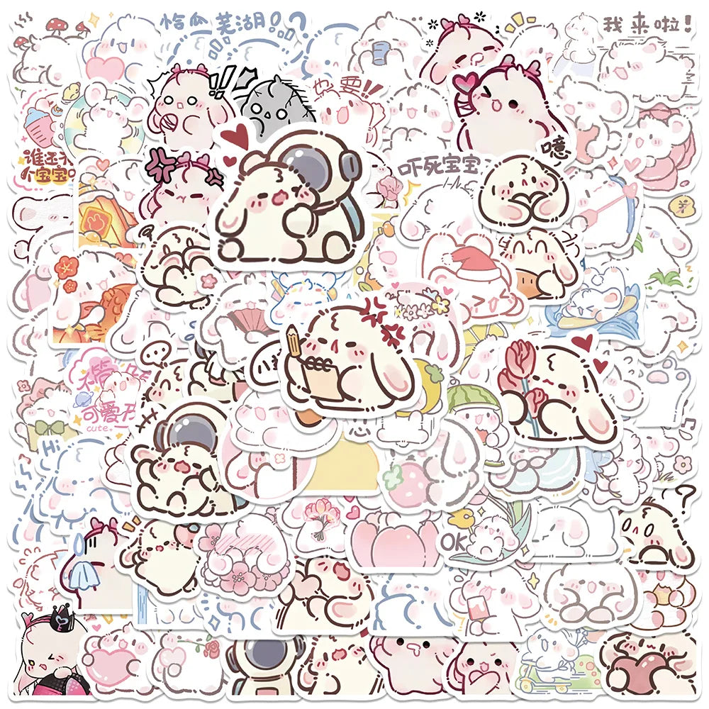 90PCS Kawaii Bunny Stickers for Guitar, Car, Laptop, Phone, Diary, Party Decor (Online Order Only)