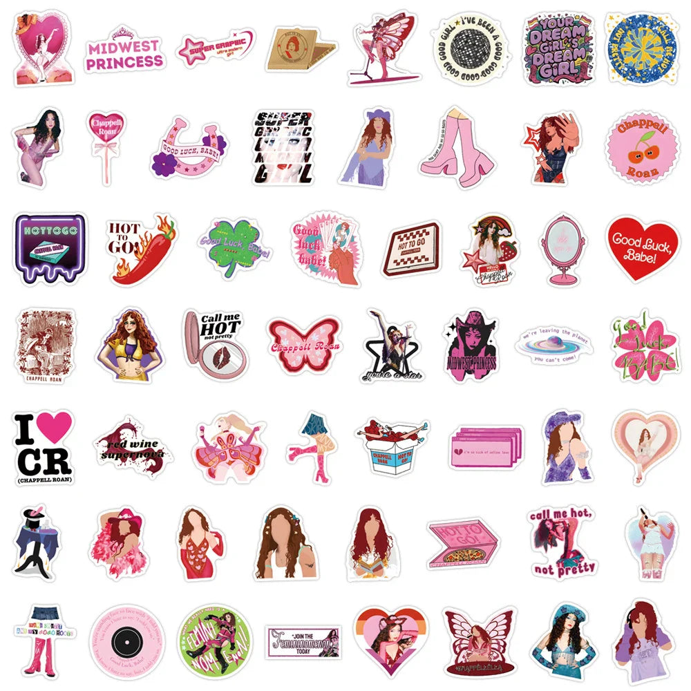 10/30/55PCS Star Singer Chappell Roan Stickers Cartoon Decals DIY Laptop Notebook Phone Suitcase Wall Waterproof Sticker Toys (ONLINE ORDER ONLY)