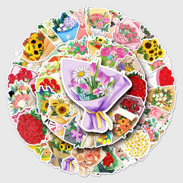 10/50Pcs Vintage Bouquet Stickers Flowers Leaves PET Sticker Package DIY Diary Journal Decoration Sticker Album Scrapbooking (Online Order Only)