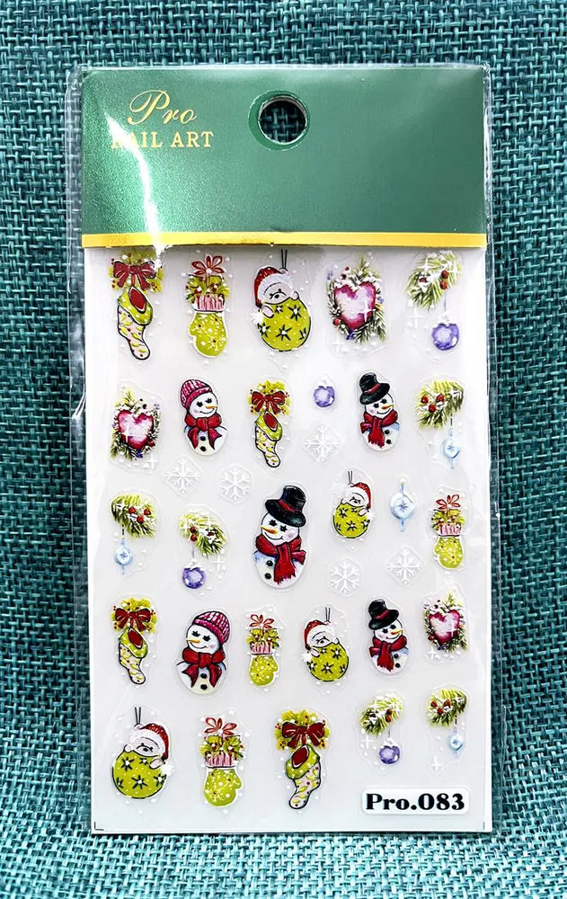 Cute Deer Christmas Nail Stickers 5D Embossed Elk Star Gingerbread Man Snowflake Santa Claus Holly DIY Winter Engraved Manicure* (ONLINE ORDER ONLY)