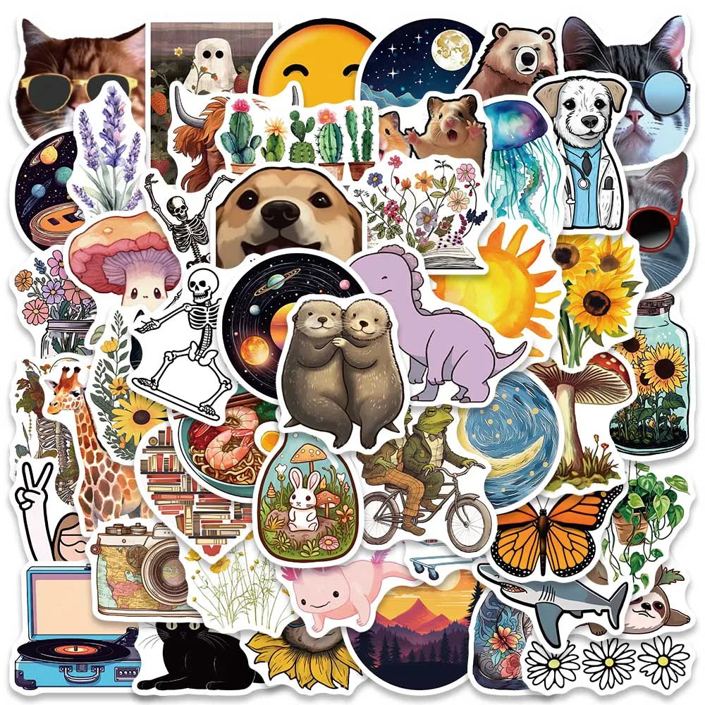 50PCS Cute VSCO Cat Stickers Aesthetic Pack for Laptop, Phone, Skateboard, Helmet (Online Order Only)
