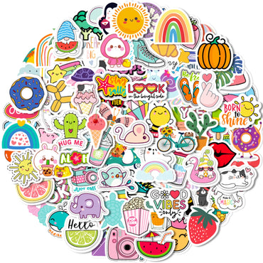 100pcs Kawaii Cute Sticker Vsco Live Aesthetics for Kid Colorful Sticker DIY Laptops Water Bottles Phones Decorative Stickers (Online Order Only)