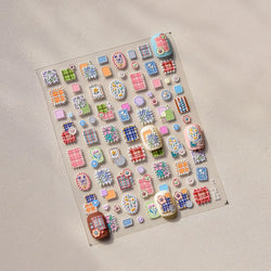 Button Rag Floral Print Flower Small Sticker Cloth Morning Glory Figure Pattern Thread Adhesive Nail Art Stickers Manicure Decal (ONLINE ORDER ONLY)