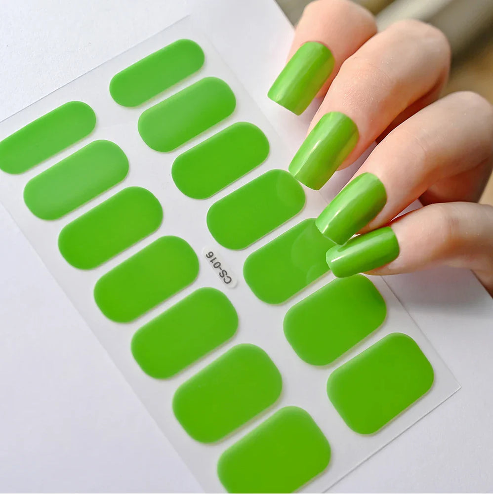 14Tips Solid Color Stickers Nail Art Supplies European & American Simple Decals Oil Film Decals Press on Nails Stickers Designer (ONLINE ORDER ONLY)