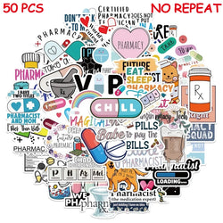 Pharmacy Cartoon Stickers Decals for DIY Laptop Phone Water Bottle Skateboard (Online Order Only)