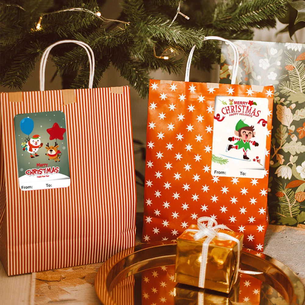 50-250Pcs Christmas Labels Sealing Sticker Aesthetic Kraft Paper Thank You Stationery Supply Decorative Scrapbook (ONLINE ORDER ONLY)