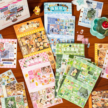 4pcs/set Japanese Vintage Food Sticker for Phone Camera Luggage Journal Sticker Kawaii Decoration Sticker Gift (ONLINE ORDER ONLY)