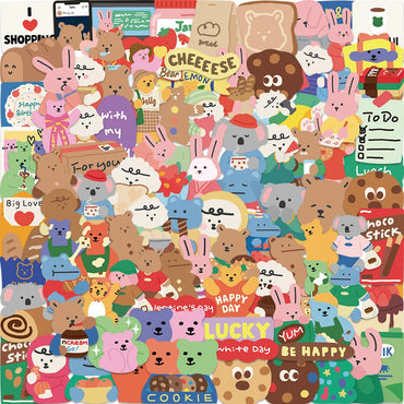 100Pcs Bear Vinyl Waterproof Stickers for Kids, Laptops, Water Bottles, Phone Cases (ONLINE ORDER ONLY)