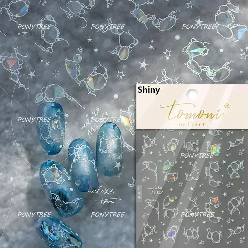 Beach Colourful Conch Dolphin Shell Starfish Jellyfish Star Summer Sea Wave Vacation Mode Water Bubble Nail Art Stickers Decals (Online Order Only)