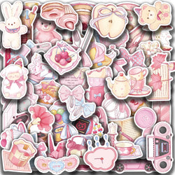 50Pcs Kawaii Cartoon Pink Stickers Cute Aesthetics DIY Toy Gift Graffiti Waterproof Decal for Phone Luggage Laptop Scrapbook (ONLINE ORDER ONLY)