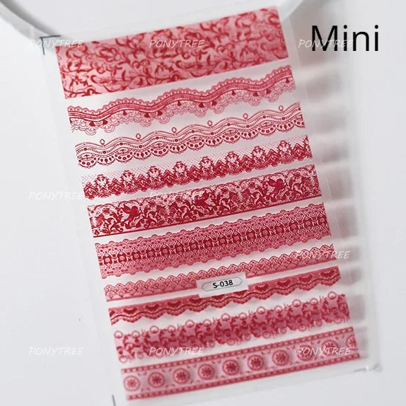 Embroidered Butterfly Flower Colourful Gradient Morning Glory Leaves Self Adhesive Nail Art Stickers Rhinestone Manicure Decals (ONLINE ORDER ONLY)